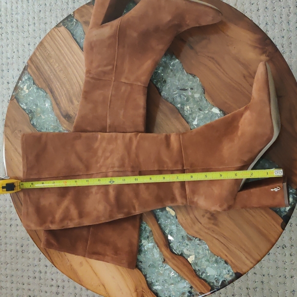 NWT square toe pecan Suede Sam Edelman high heels boots 8.5 - Picture 3 of 8